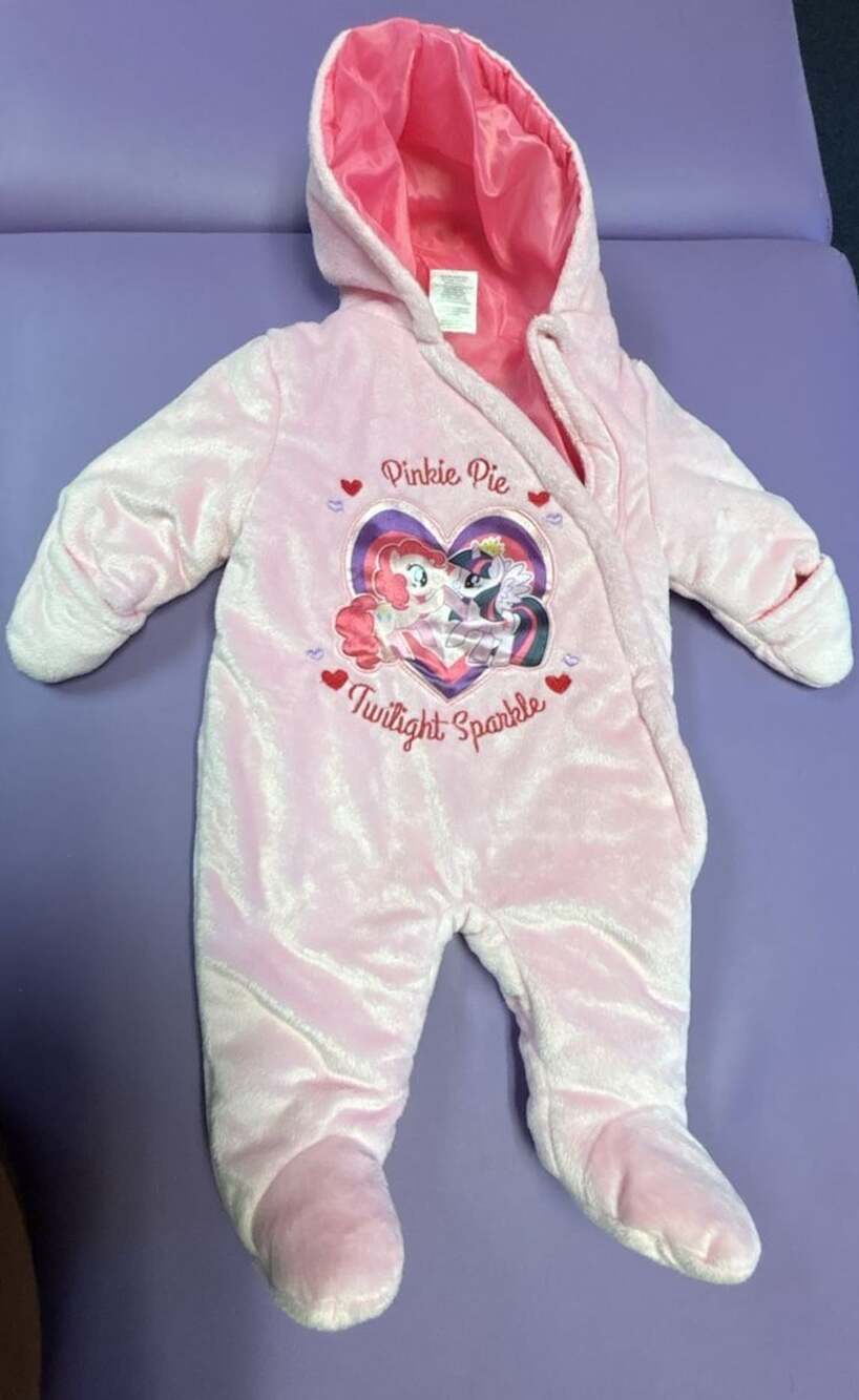 My Little Pony Fleece Pram Size 0/3M Pink Winter Snowsuit Hooded
